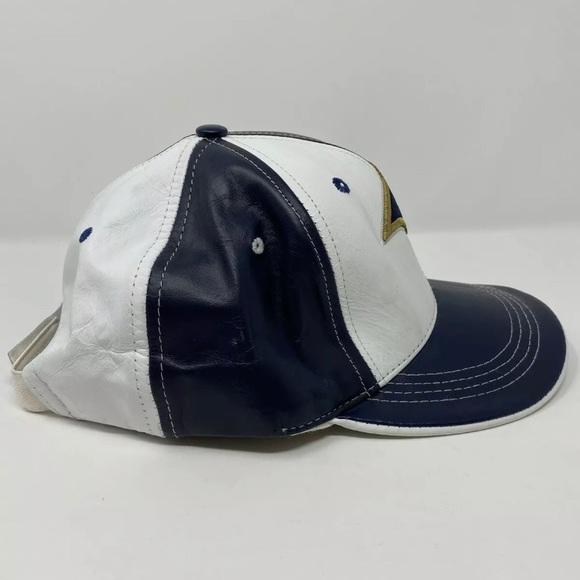 Reebok NFL St Louis Rams Navy Blue & white Leather Baseball Hat Made In U.S.A - Picture 5 of 7